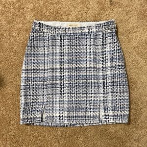 Francesca’s Ashley Classics Black Blue and White Angie Tweed Mini Skirt